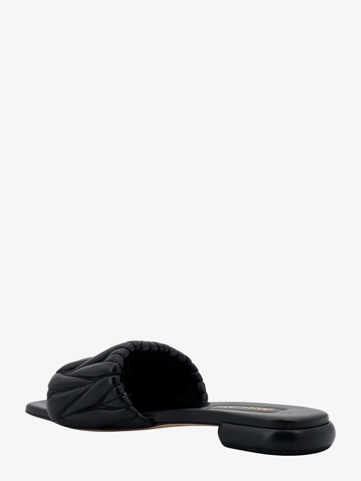 Miu Sandal Black MatelassÃ© Leather