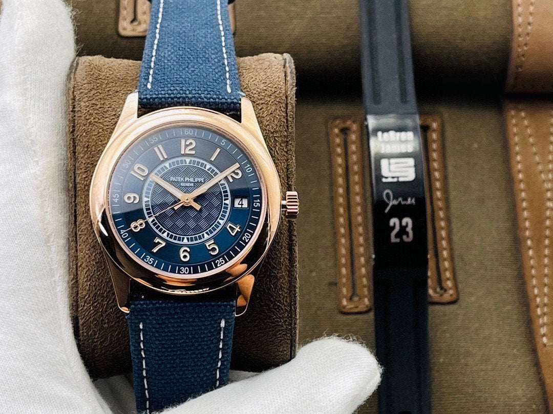 PATEK CALATRAVA 40MM ROSE GOLD BLUE DIAL REF 6007A