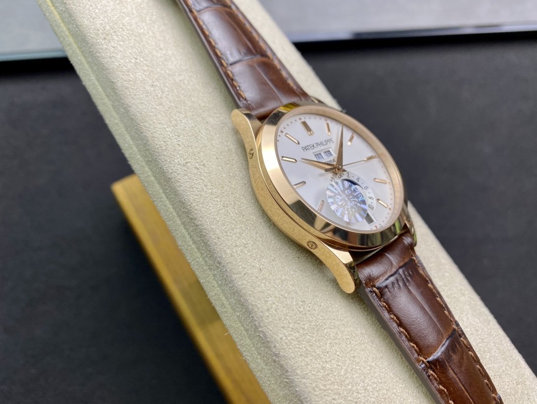 PATEK CALATRAVA MOONPHASE ANNUAL CALENDAR GOLD CASE WHITE DIAL
