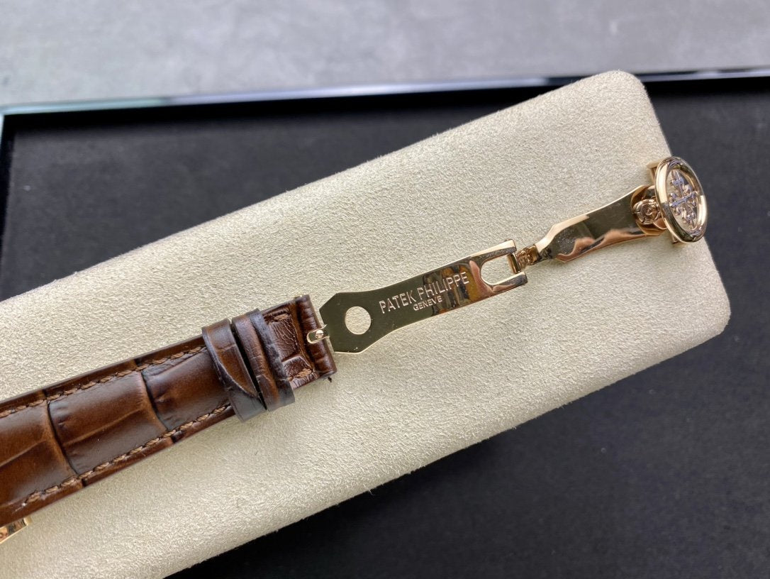 PATEK CALATRAVA MOONPHASE ANNUAL CALENDAR GOLD CASE WHITE DIAL