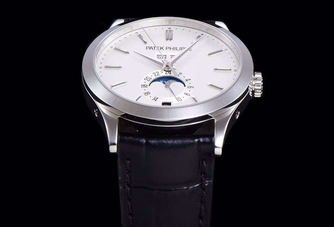 PATEK CALATRAVA MOONPHASE ANNUAL CALENDAR STEEL WHITE DIAL
