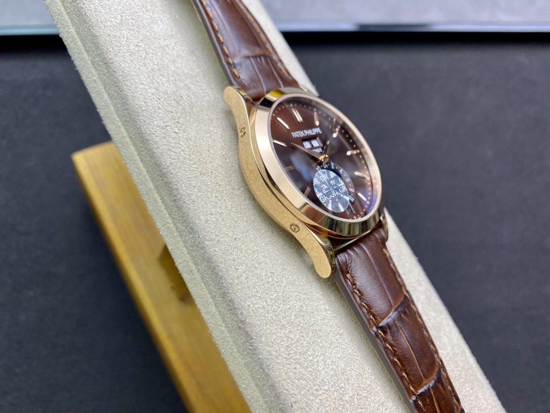 PATEK CALATRAVA MOONPHASE ANNUAL CALENDAR GOLD CASE BROWN DIAL