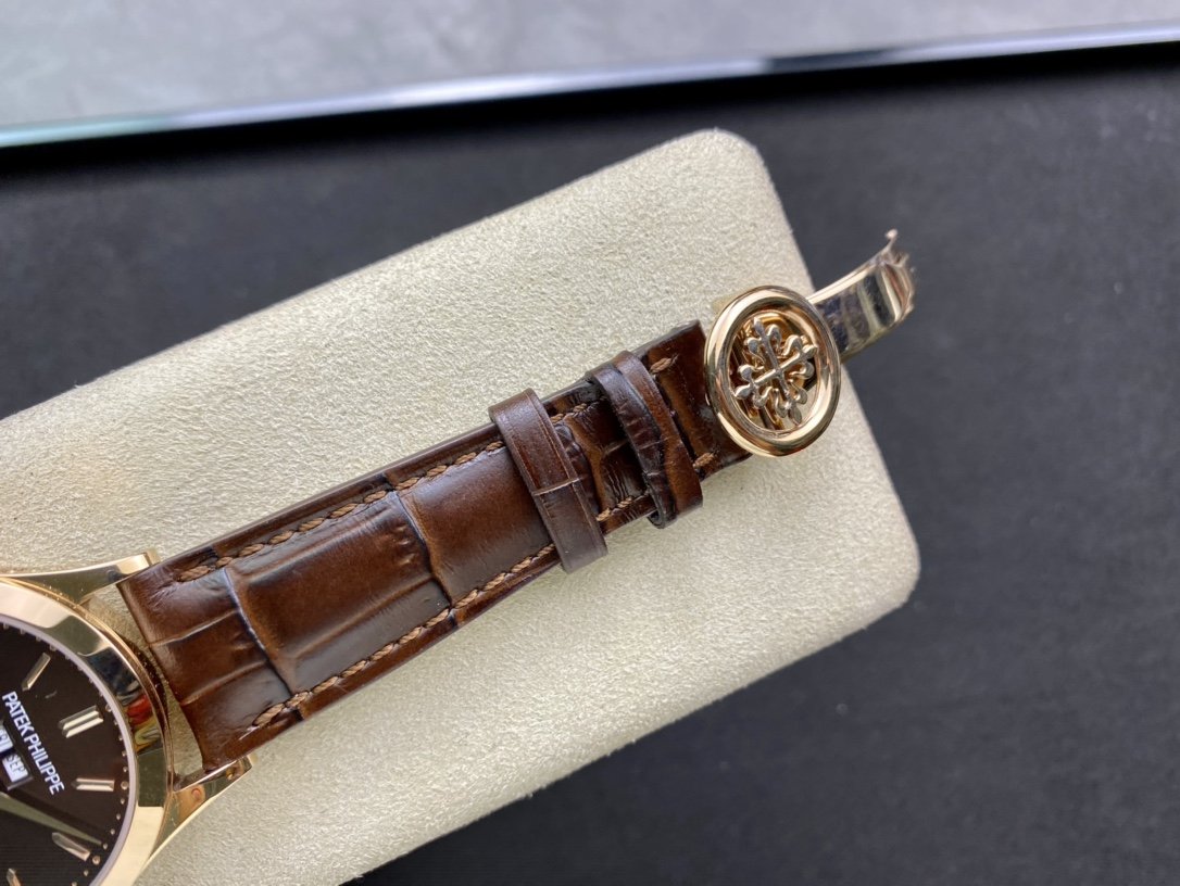 PATEK CALATRAVA MOONPHASE ANNUAL CALENDAR GOLD CASE BROWN DIAL
