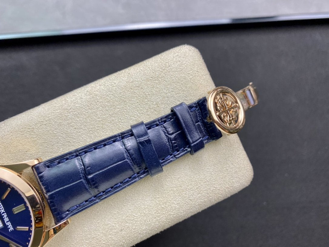 PATEK CALATRAVA MOONPHASE ANNUAL CALENDAR GOLD CASE BLUE DIAL