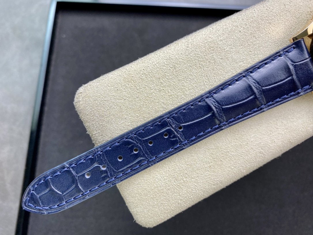 PATEK CALATRAVA MOONPHASE ANNUAL CALENDAR GOLD CASE BLUE DIAL