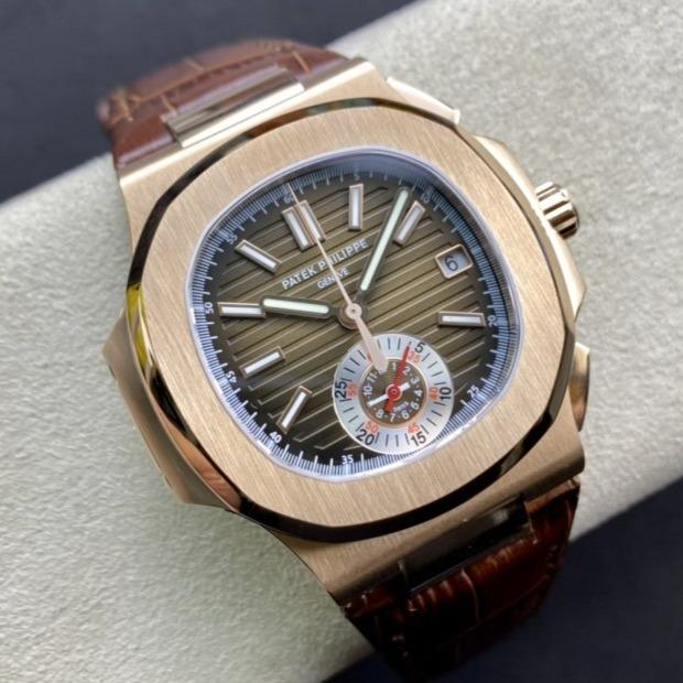PATEK NAUTILUS 5980R-001 ROSE GOLD CHRONOGRAPH LEATHER