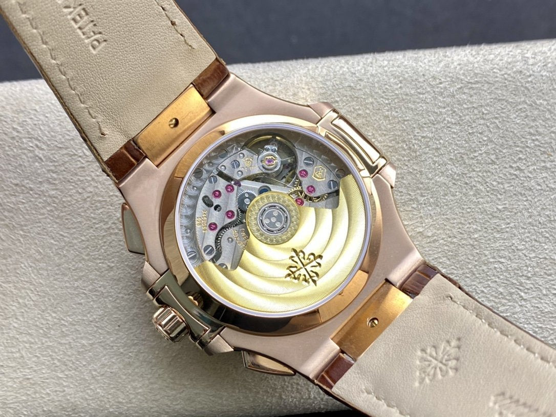 PATEK NAUTILUS 5980R-001 ROSE GOLD CHRONOGRAPH LEATHER