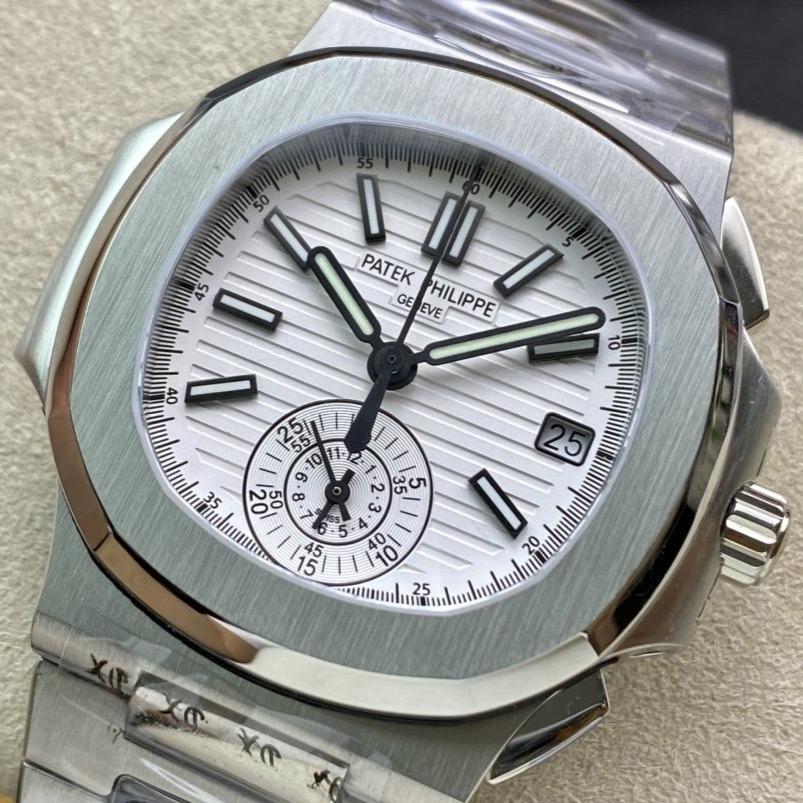 PATEK NAUTILUS 5980/1A-019 CHRONOGRAPH WHITE DIAL