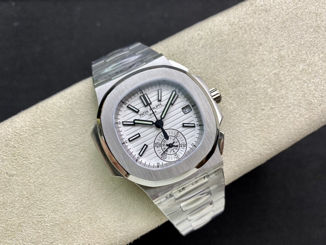 PATEK NAUTILUS 5980/1A-019 CHRONOGRAPH WHITE DIAL