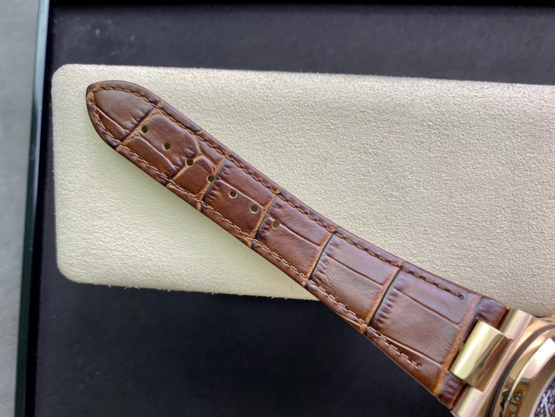 PATEK NAUTILUS 5980/1AR-001 ROSE GOLD CHRONOGRAPH BLUE DIAL LEATHER