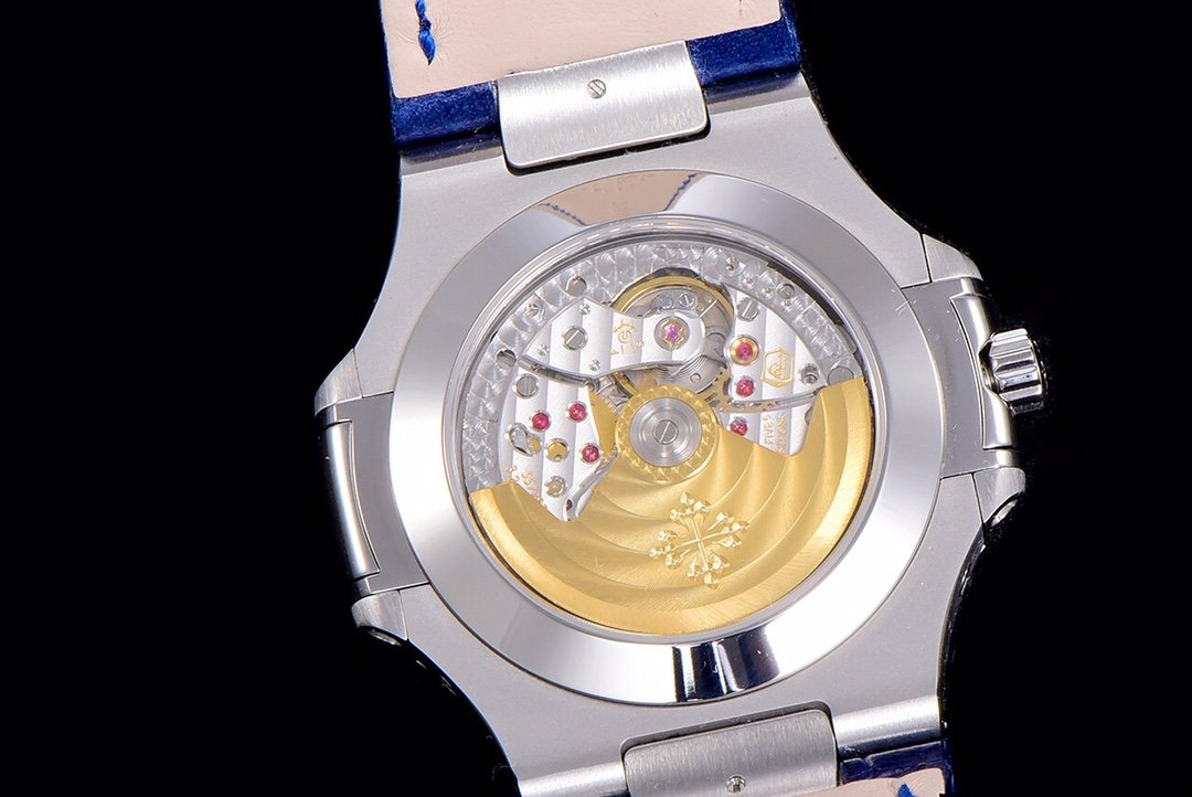 PATEK NAUTILUS MOONPHASE ANNUAL CALENDAR BLUE DIAL LEATHER