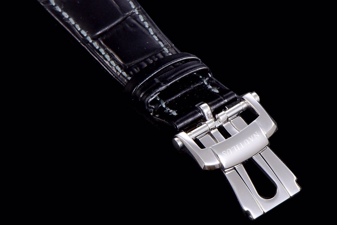 PATEK NAUTILUS MOONPHASE ANNUAL CALENDAR BLACK DIAL LEATHER