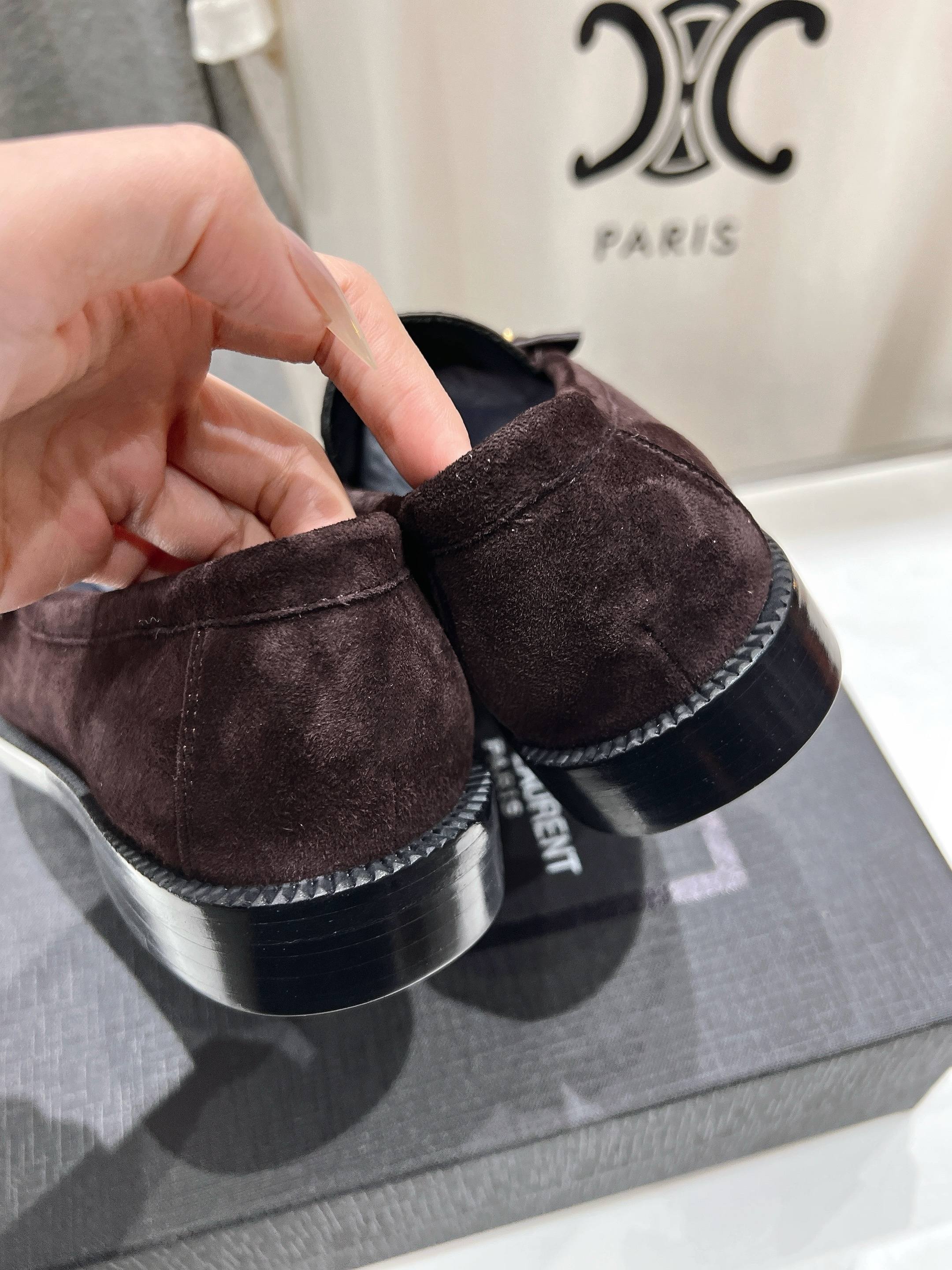 YSL 25 Loafer Brown Black Cowhide Suede 173109