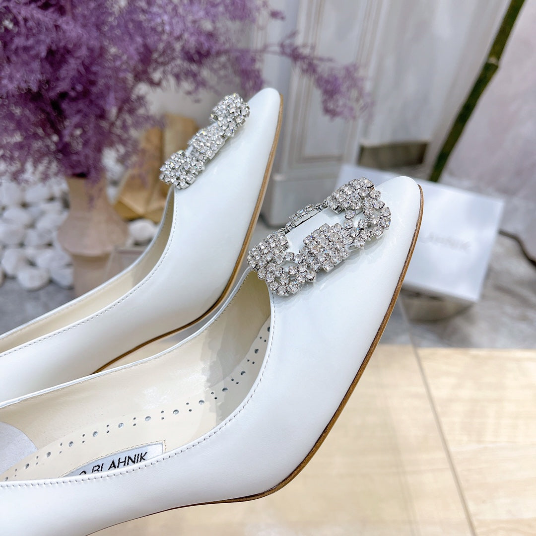 Manolo Blahnik Pump White Cowhide 212044