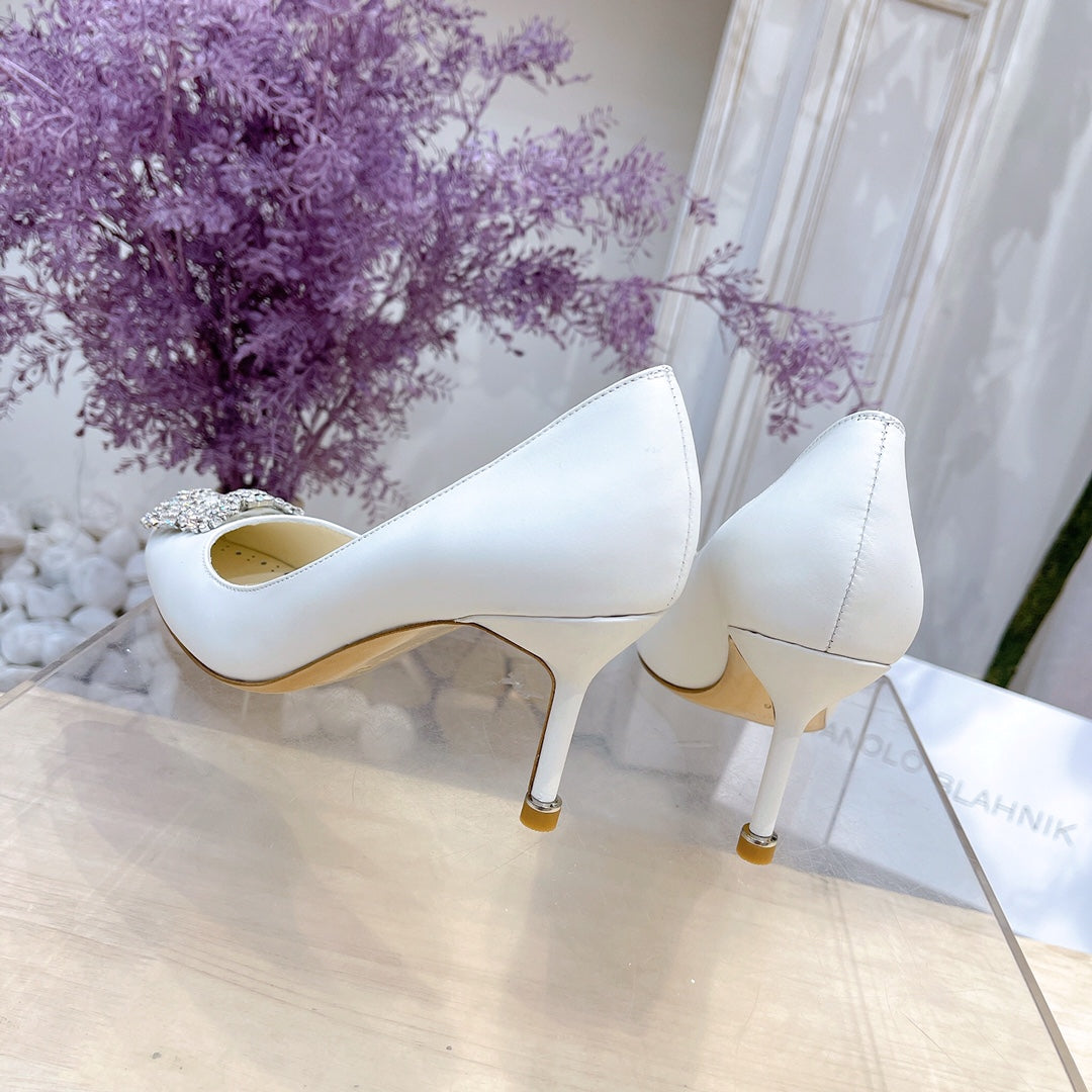 Manolo Blahnik Pump White Cowhide 212044