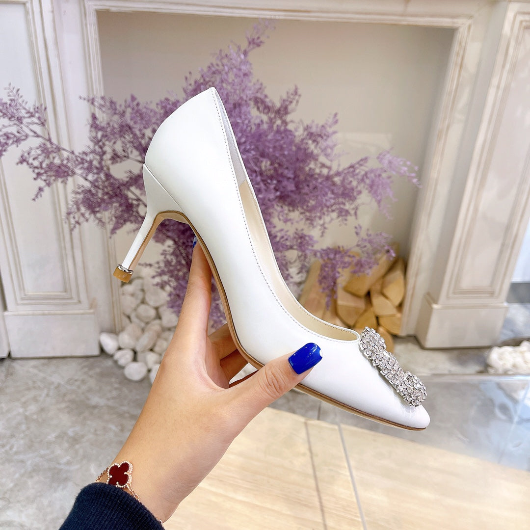 Manolo Blahnik Pump White Cowhide 212044