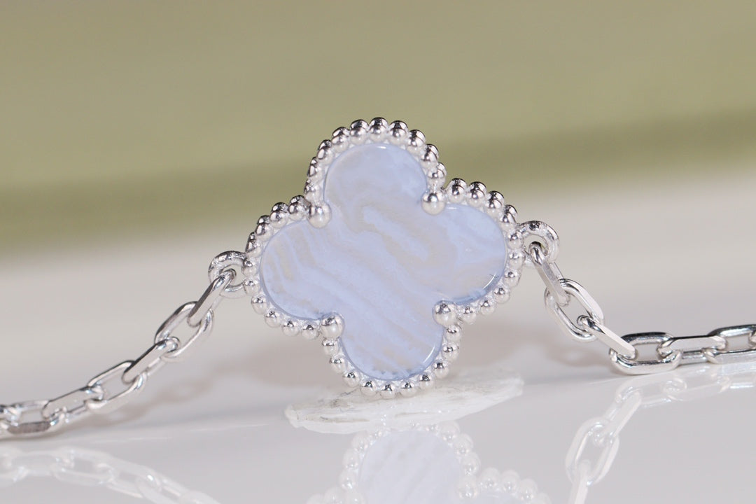 VCA Clover Blue Mop 5 Motifs Sliver Bracelet