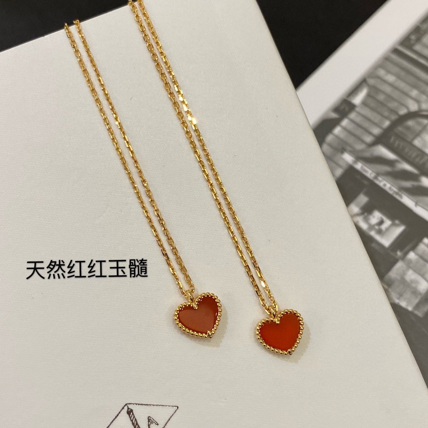 VCA Limited Mini Heart Red Necklace Gold