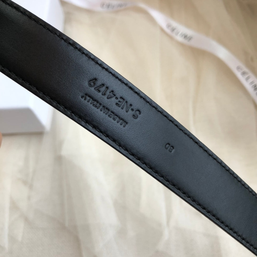 CL Gold 25mm Triomphe Enamel Black Calfskin 562438