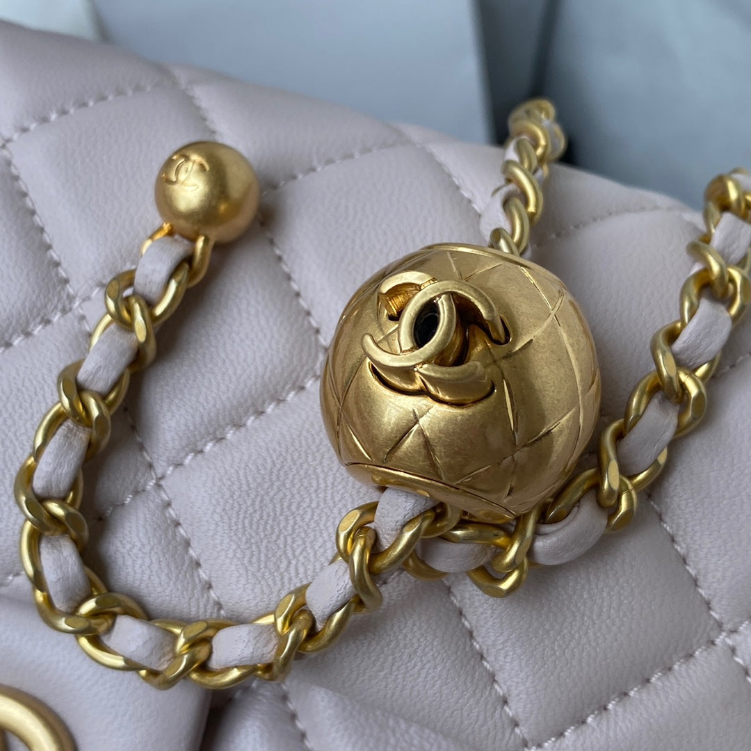 Classic Mini Flap Bag 20cm Pastel Pink Lambskin Gold Hardware