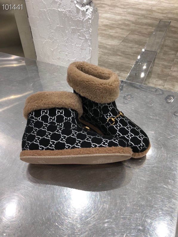 Gucci 2025 Monogram Boot Black White Beige Wool 564783