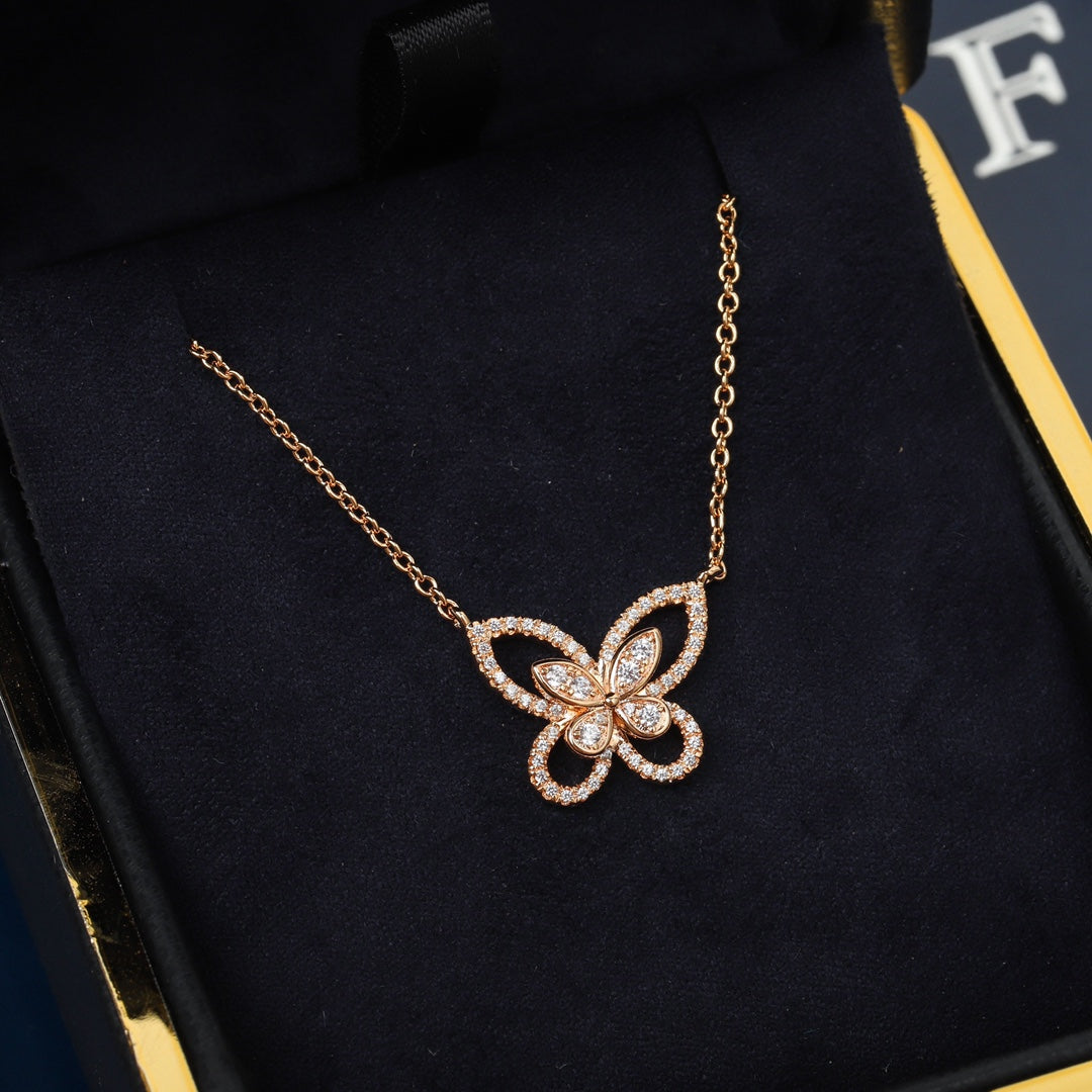 Graff Limited Edition Phantom Butterfly Pink Gold Necklace