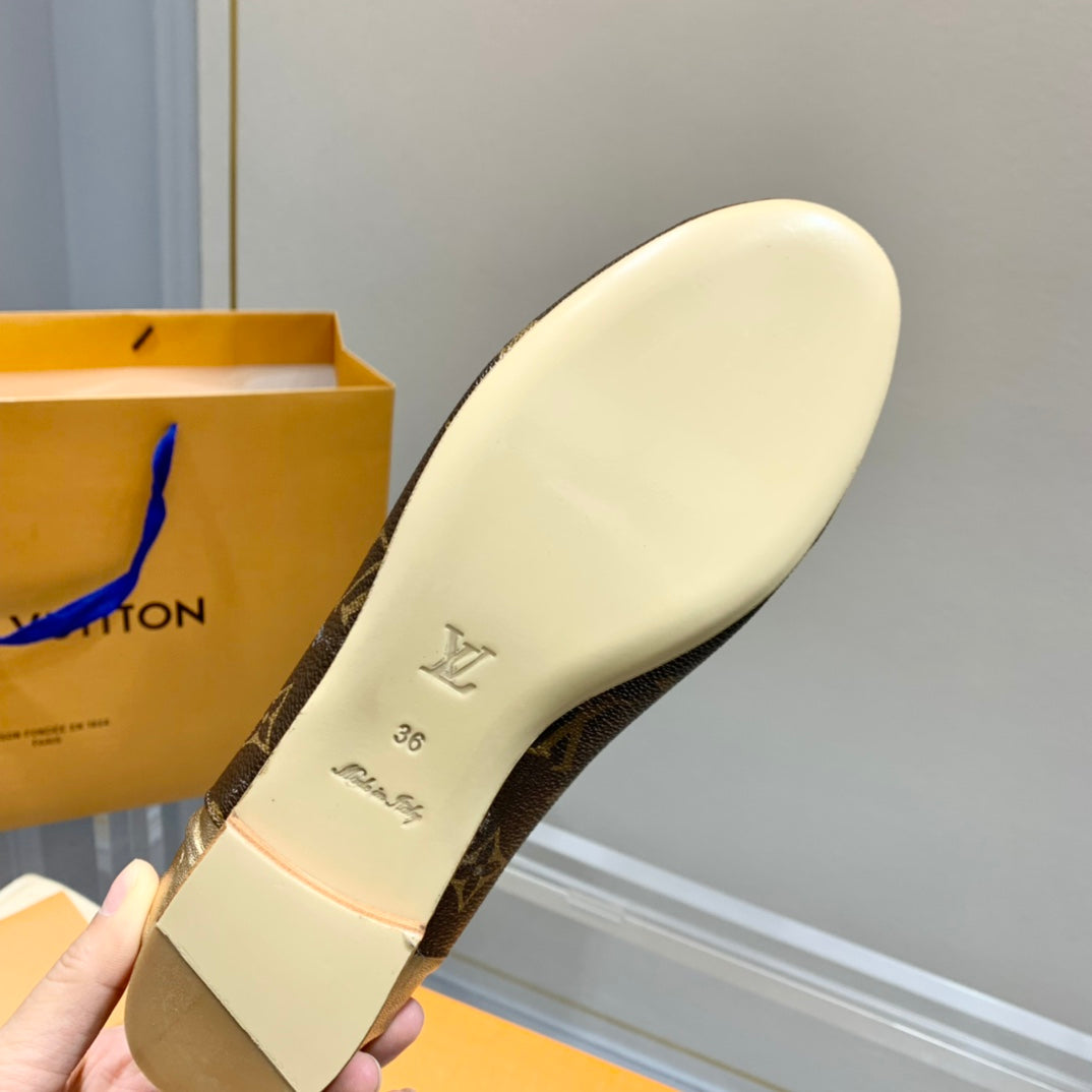 LV Joy Ballerina Dark Brown Mix Yellow Monogram Calfskin