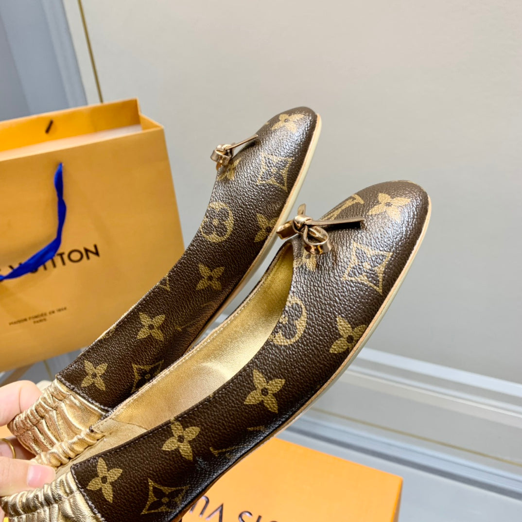 LV Joy Ballerina Dark Brown Mix Yellow Monogram Calfskin