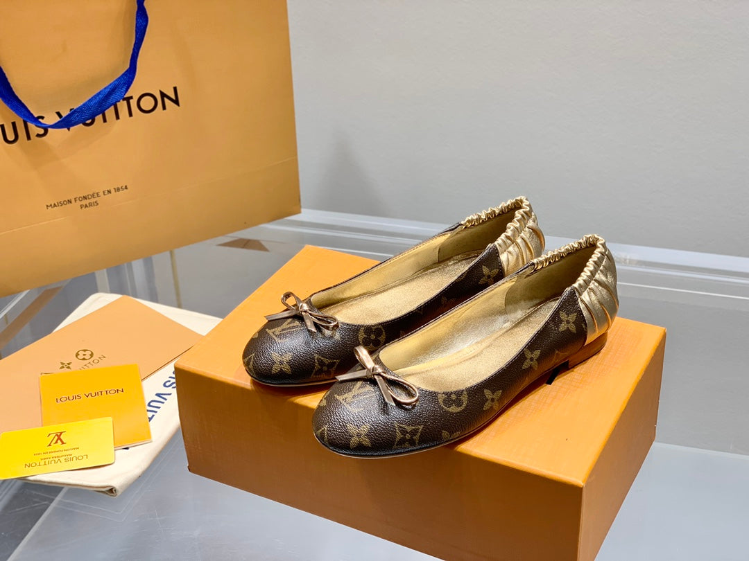 LV Joy Ballerina Dark Brown Mix Yellow Monogram Calfskin