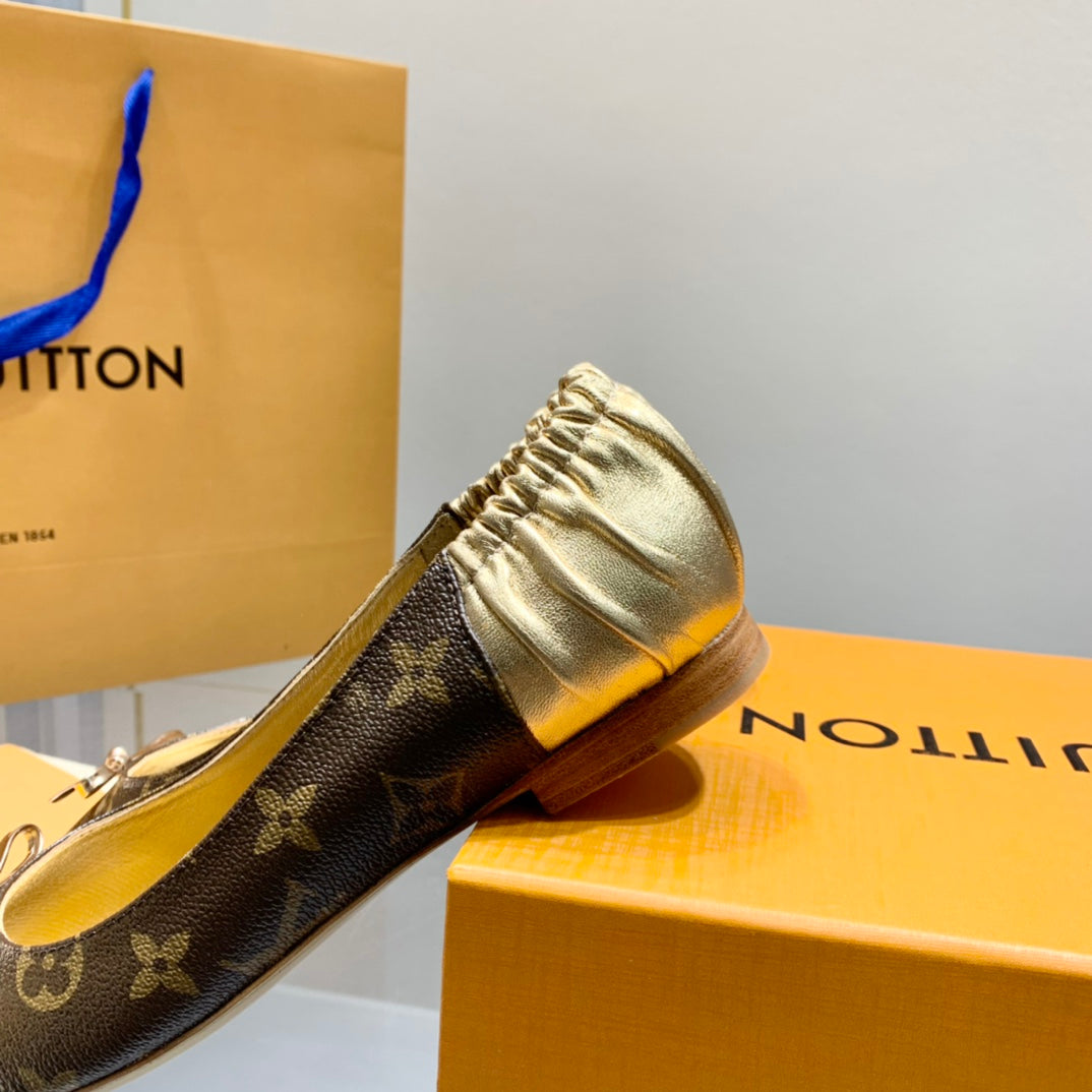 LV Joy Ballerina Dark Brown Mix Yellow Monogram Calfskin