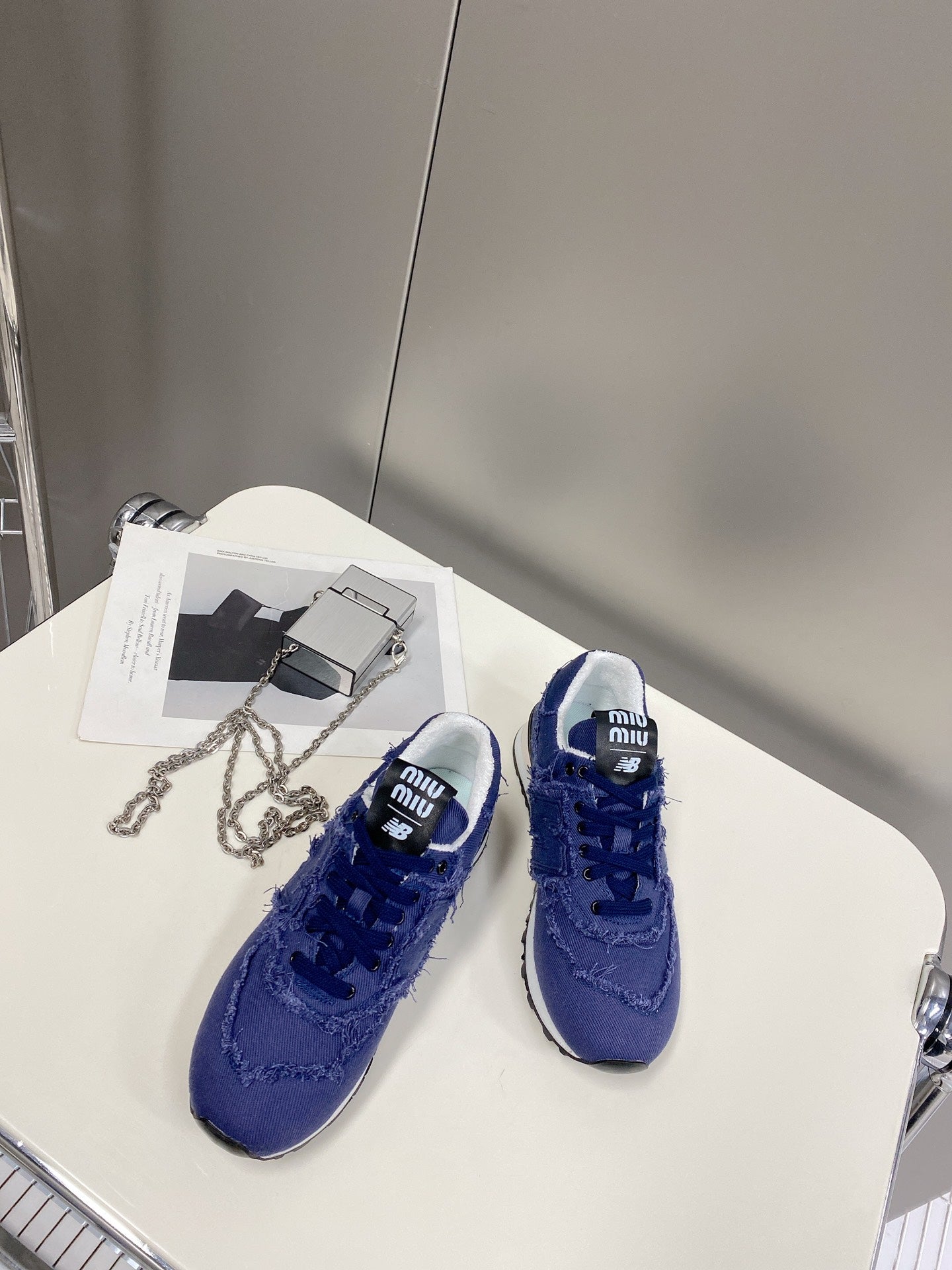 miu sneaker balance 574 blue denim