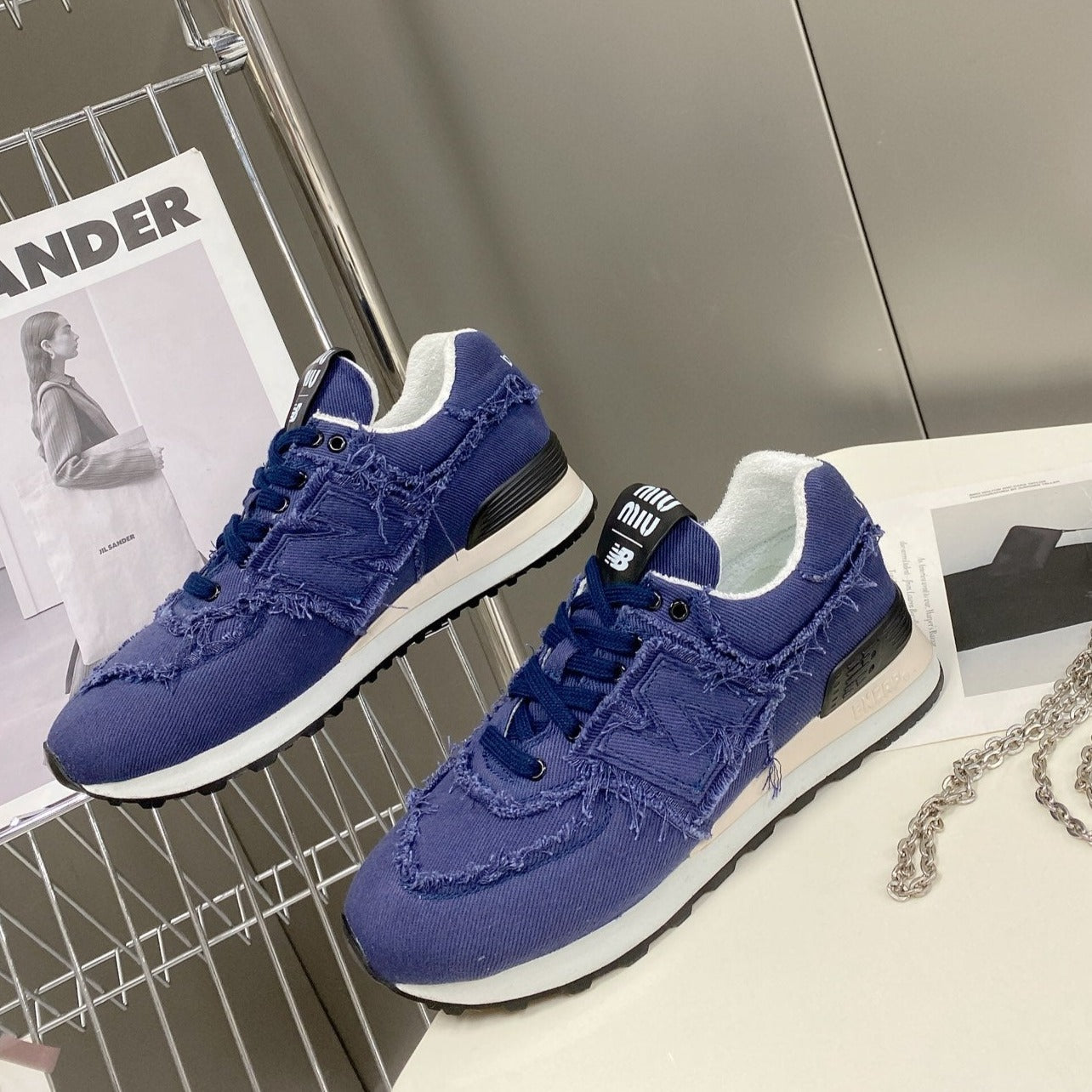 Miu Balance 574 Sneaker Blue Fabric