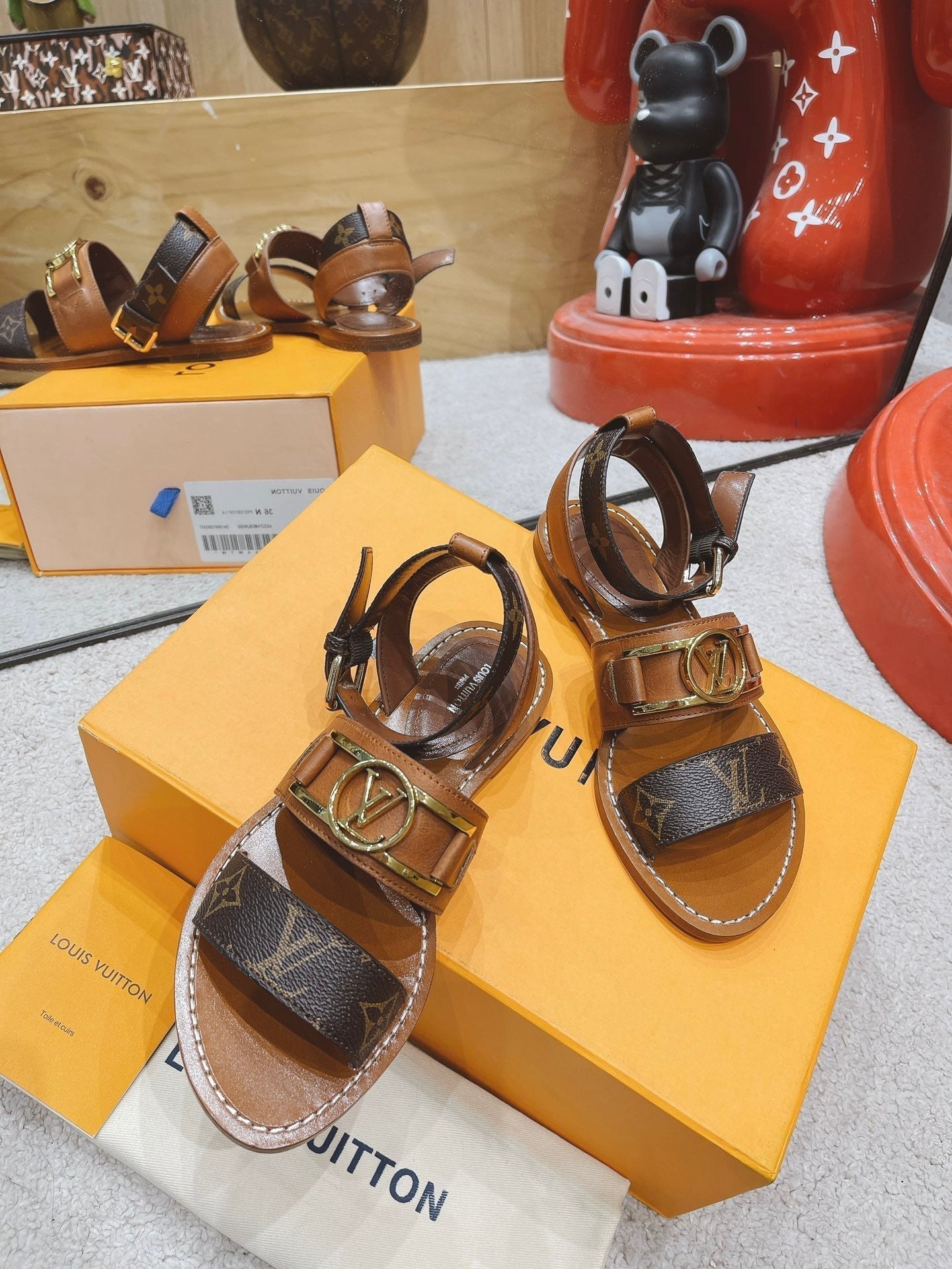 LV Academy Flat Sandal Light Brown Cowhide