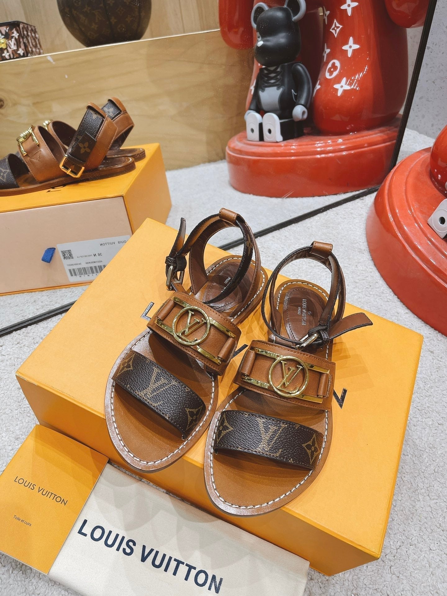 LV Academy Flat Sandal Light Brown Cowhide