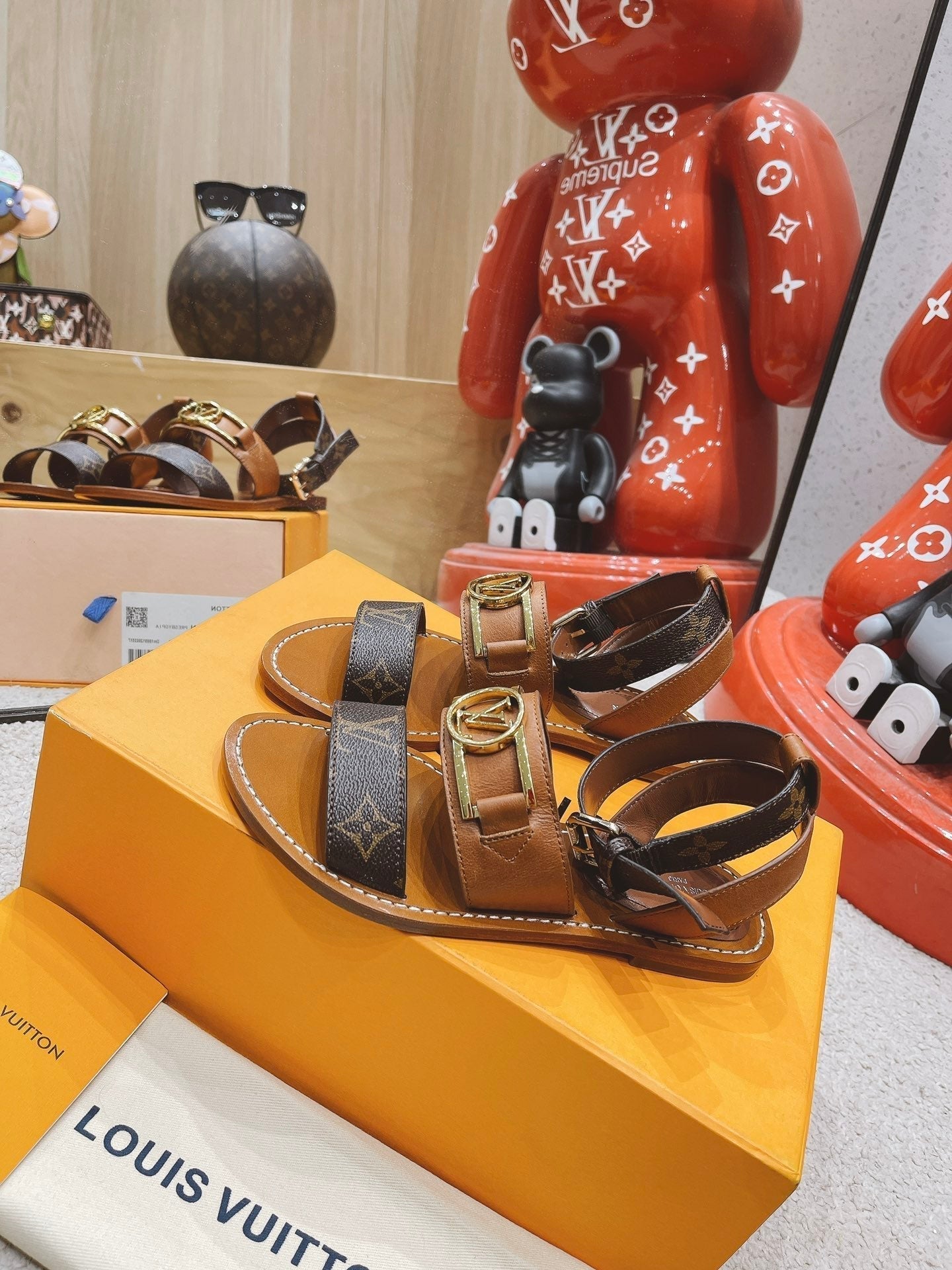 LV Academy Flat Sandal Light Brown Cowhide