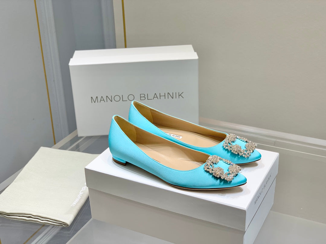 Manolo Diamond Buckle Pumps Electric Silk 327503