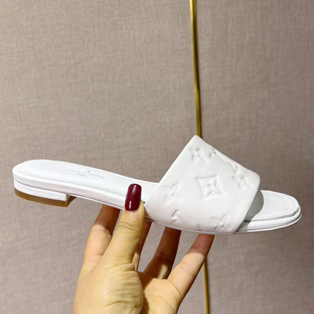 LV Neo Revival Flat Mule 15mm White Cowhide