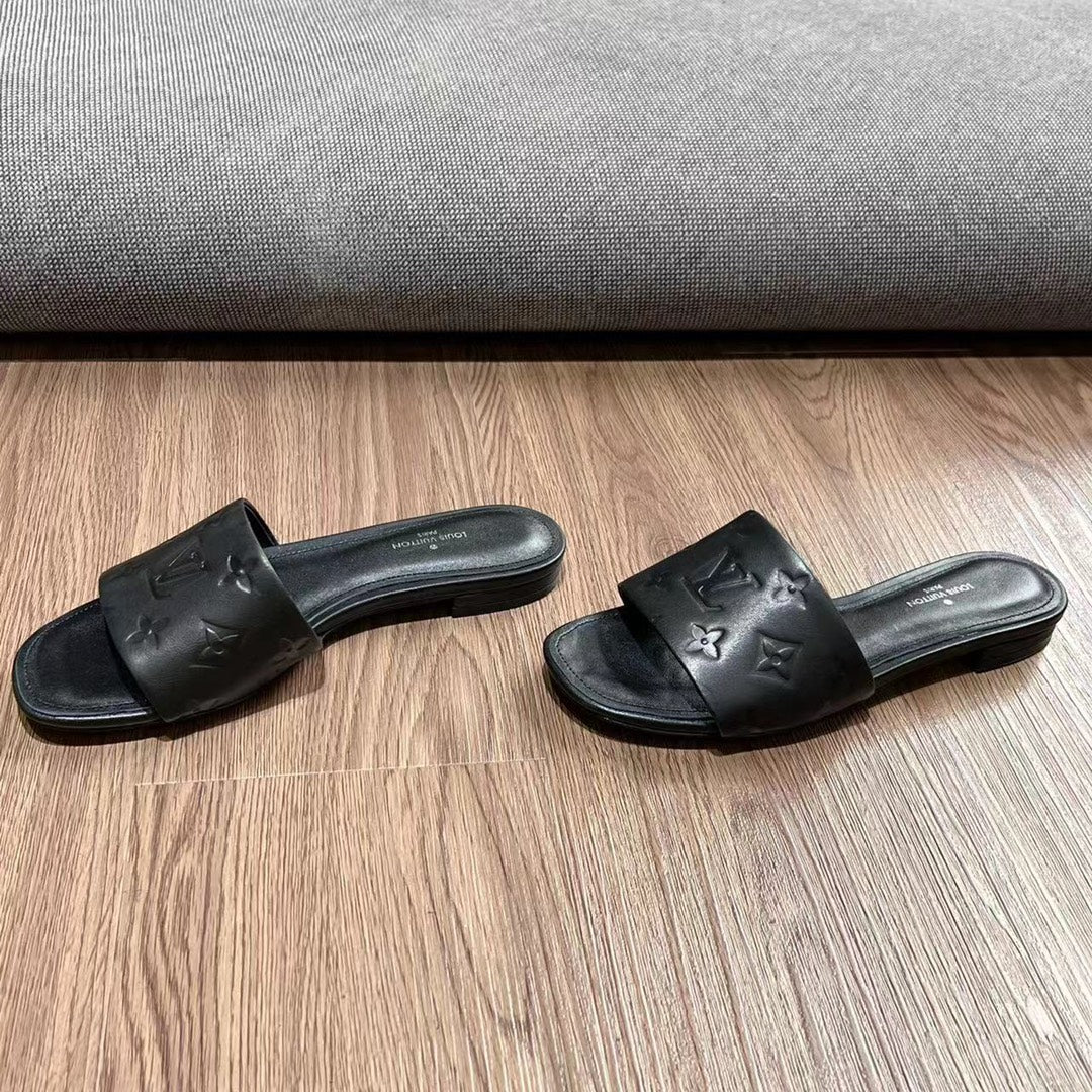 LV Neo Revival Flat Mule 15mm Black Cowhide