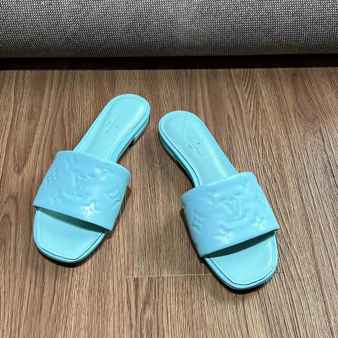 LV Neo Revival Flat Mule 15mm Blue Cowhide