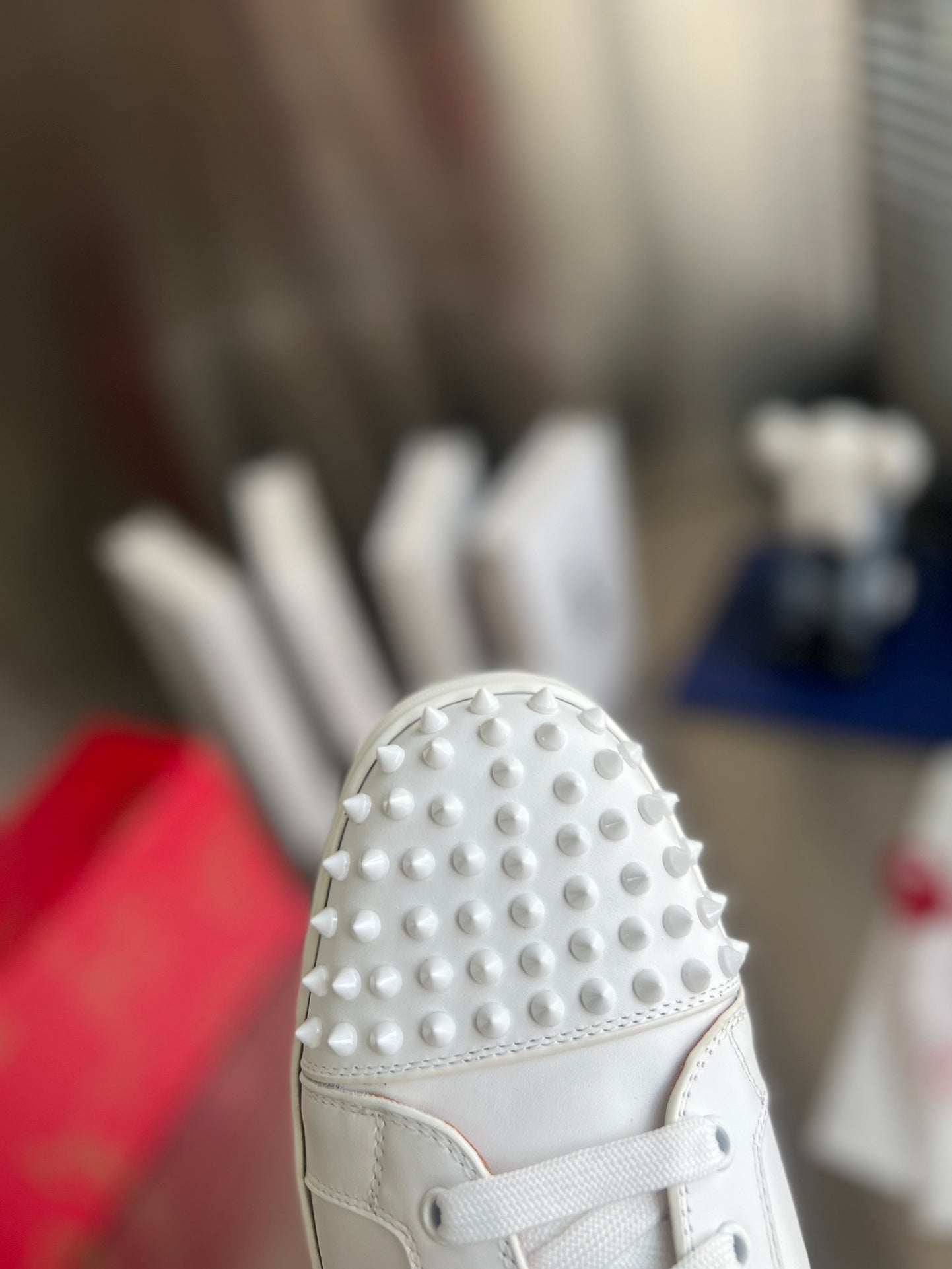 Christian Louboutin Louis Junior Spikes White Cowhide 332091