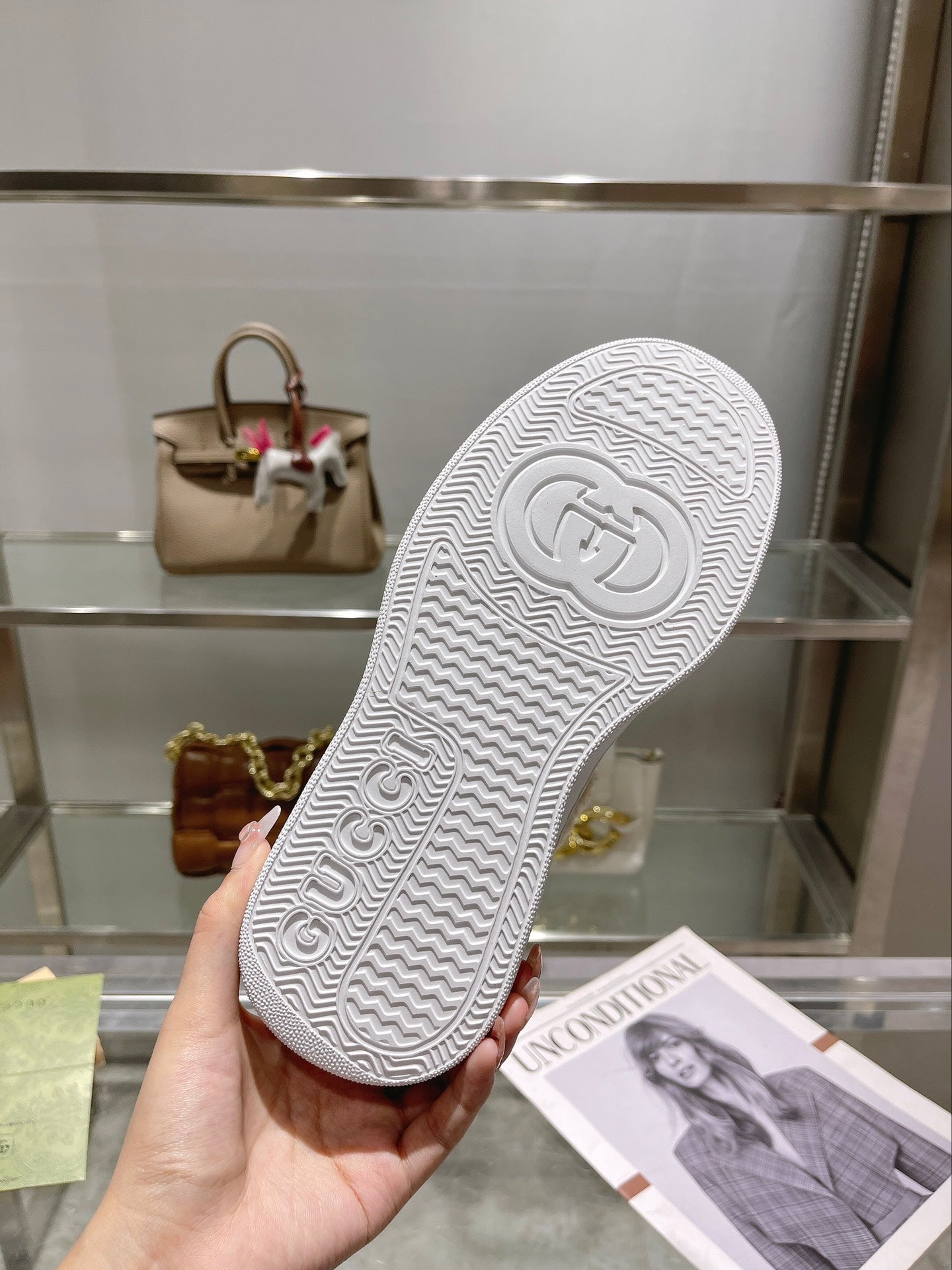 GG Snow Boots White Blue Calfskin Denim Wool 576245