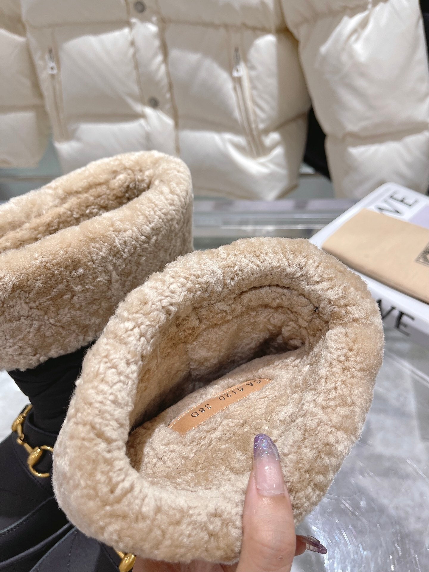 Gucci 2025 Boot Black Beige Wool Nylon Calfskin 564679