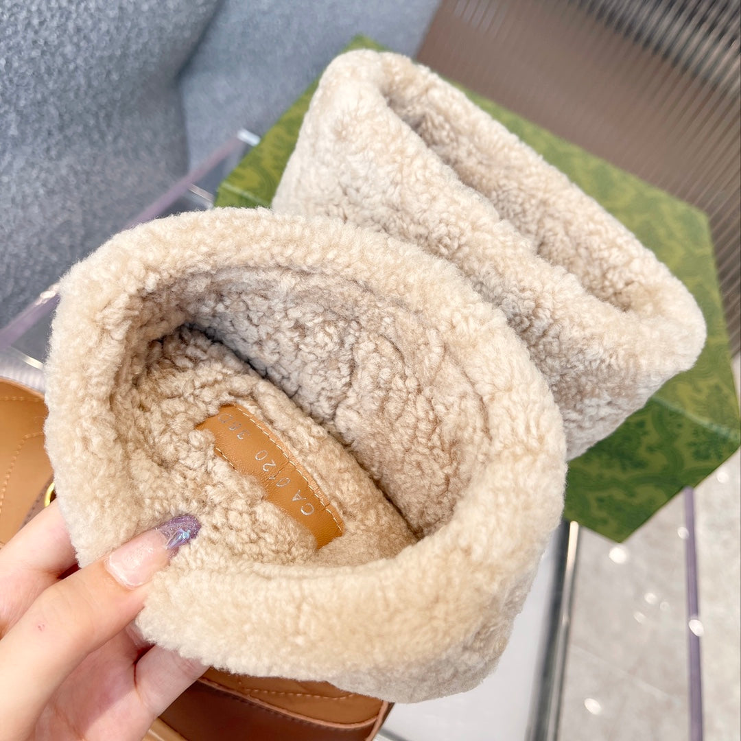 Gucci 2025 Boot Brown Beige Wool Nylon Calfskin 564680