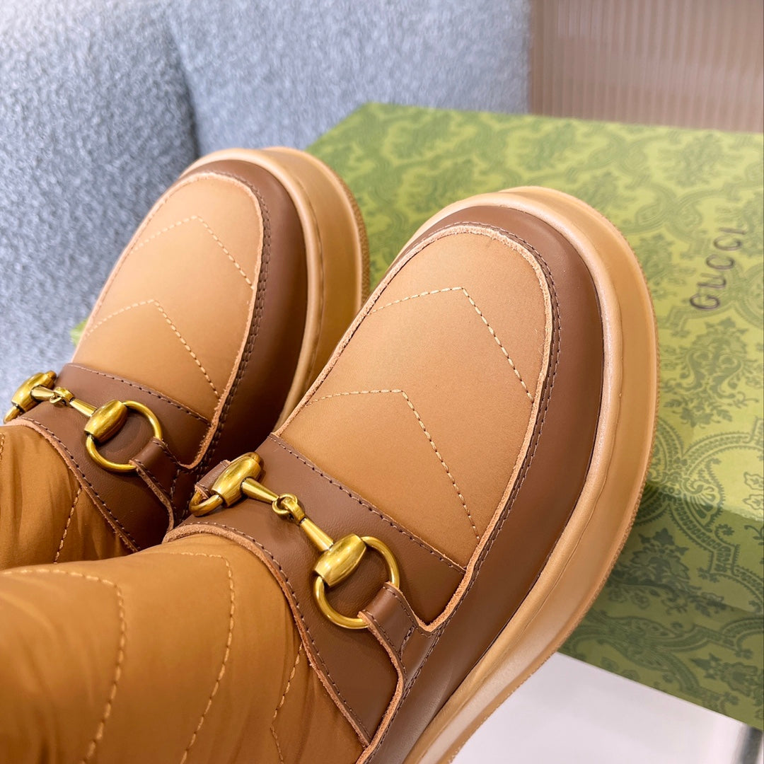 Gucci 2025 Boot Brown Beige Wool Nylon Calfskin 564680