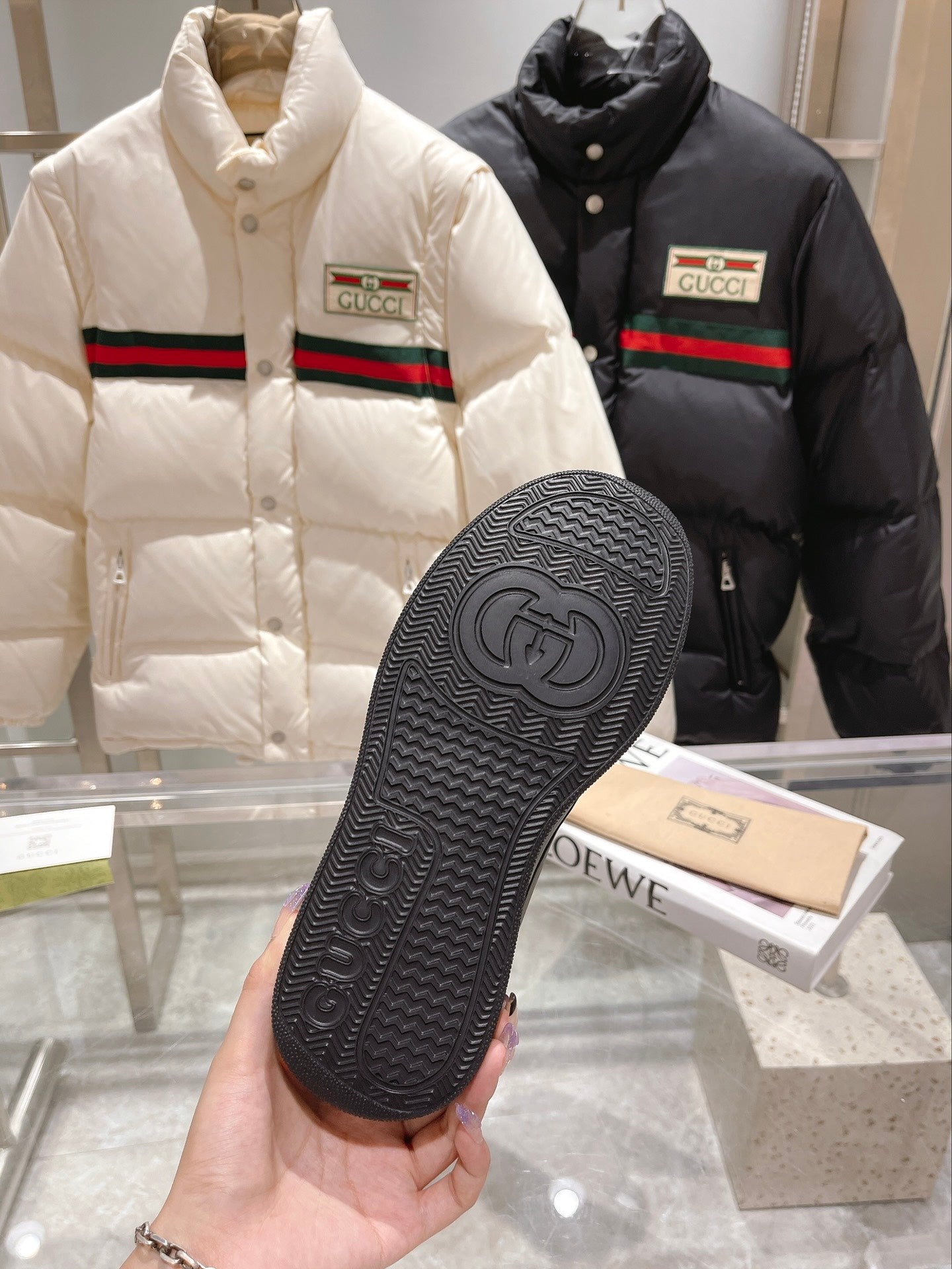 Gucci 2025 Monogram Boot Black Beige Wool Canvas Calfskin 564685