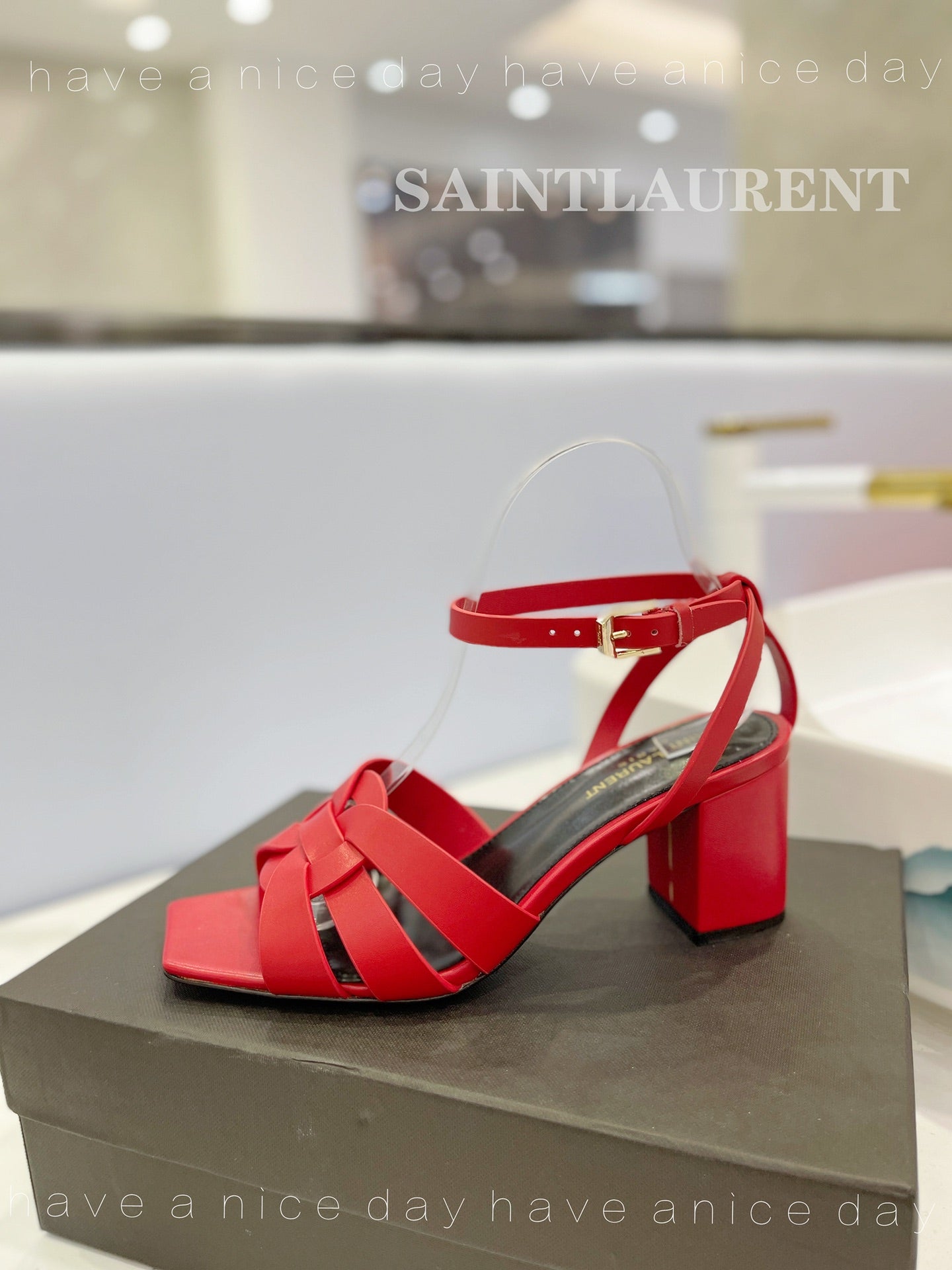 SL TRIBUTE SANDAL RED CALFSKIN