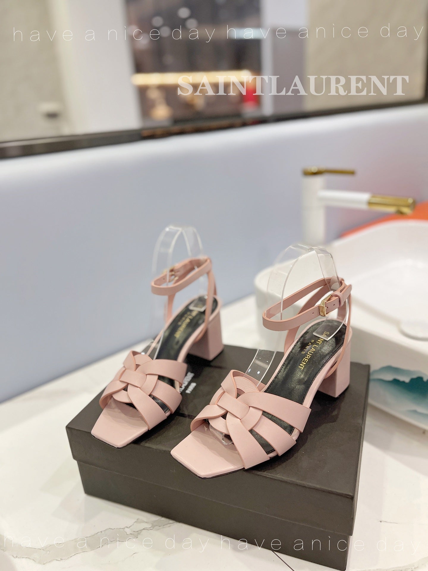 SL TRIBUTE SANDAL PASTEL PINK CALFSKIN