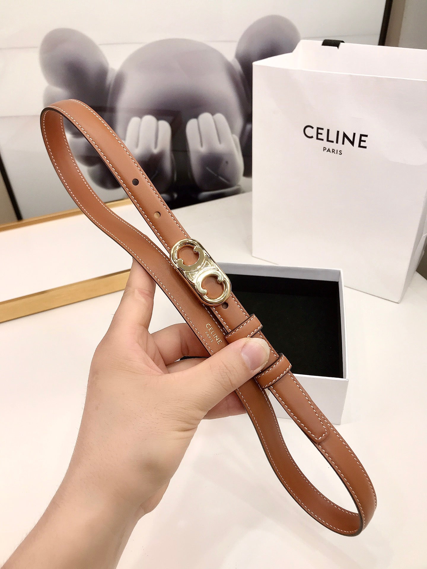 CL Gold 18mm Triomphe Enamel Saddle Brown Cowhide 608385