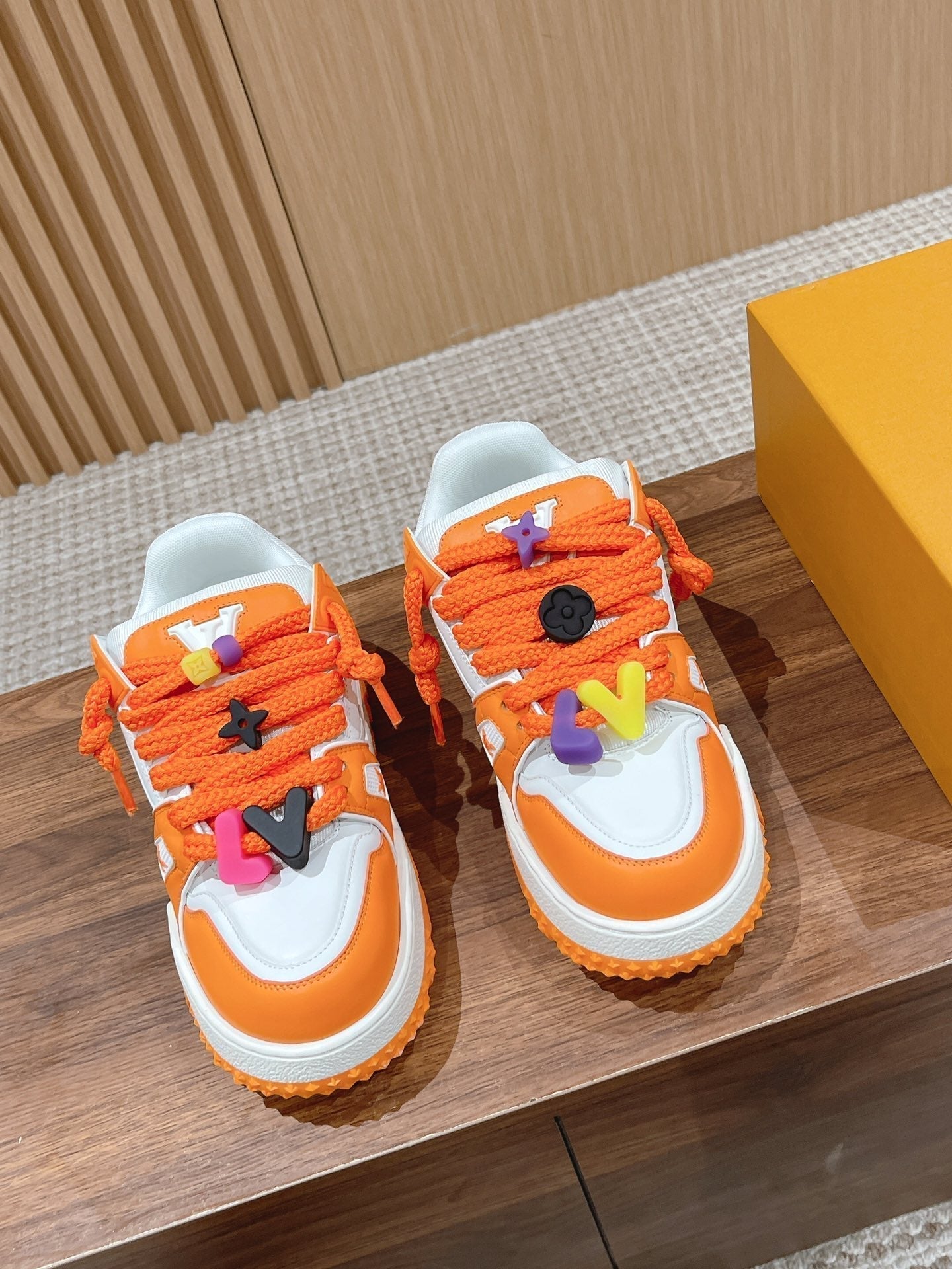 LV Trainer Maxi Sneaker White Mix Orange Calfskin
