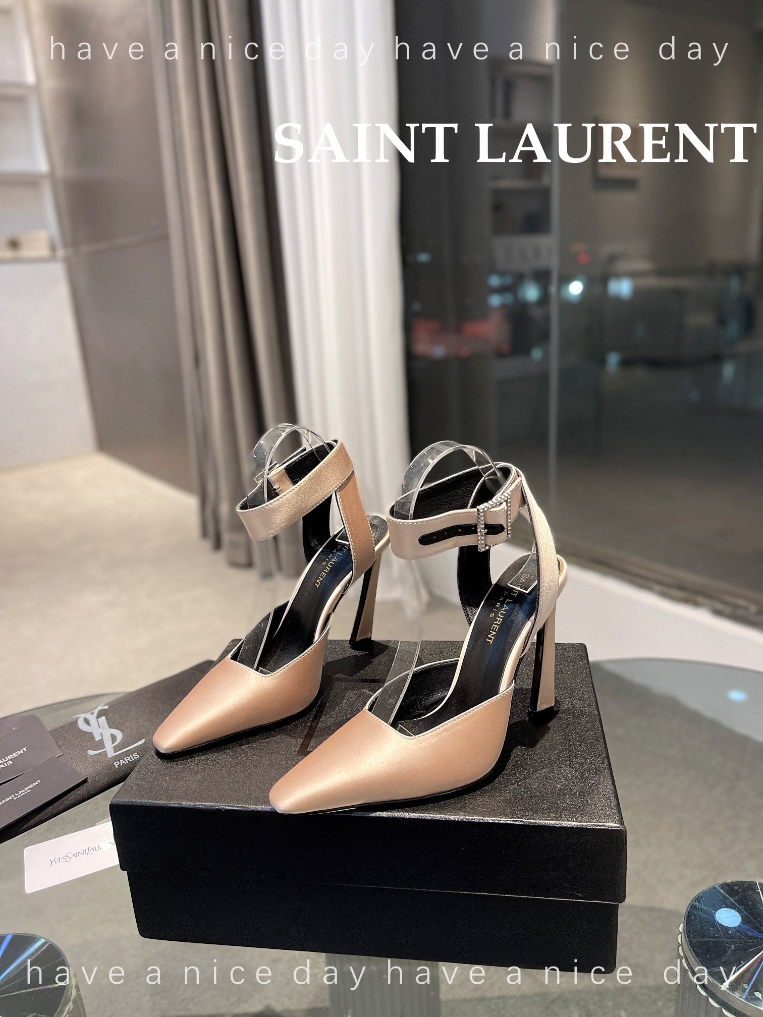 SL FANNY SLINGBACK PUMPS CHAMPAGNE SATIN